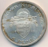 1938. 5P Ag "Szent István" T:2 patina
Adamo P8.1