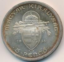 1938. 5P Ag "Szent István" T:2 patina, kis ph.
Adamo P8.1
