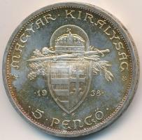 1938. 5P Ag "Szent István" T:2 patina
Adamo P8.1