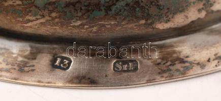 Antik ezüst (Ag.) kehely, jelzett (13 lat, O.J.T.R), mesterjeggyel (SZL), szaru betéttel, korának me...