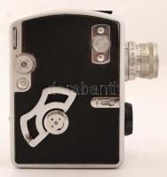 cca 1964 Pentacon Pentaka 8B keskenyfilmes filmfelvevő kamera, eredeti bőr tokjában, jó állapotban