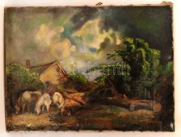 Feketéné jelzéssel: Vihar után. Olaj, vászon, 58×78 cm