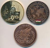 3db klf magyar militária emlékérem, DN "Szolnok / Pro Patria" Br emlékérem (42,5mm), "...