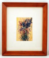 Bach jelzéssel: Virágcsokor. Akvarell, papír, üvegezett keretben, 21×14 cm