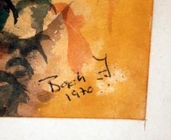 Bach jelzéssel: Virágcsokor. Akvarell, papír, üvegezett keretben, 21×14 cm