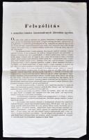 1848 Felszólítás a nemzethez kamatos kincstárutalványok kibocsátása ügyében. Kossuth Lajos pénzügyminiszter felhívása kölcsön jegyzésére az önálló magyar bankjegy megteremtése érdekében. 2 l. Buda, 1848. május 23. 40x24,5 cm.