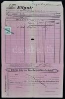 1866 Eilgut, Donau-Dampfschiffahrt-Gesellschaft feladási számla, kis lyukkal, 35x22cm