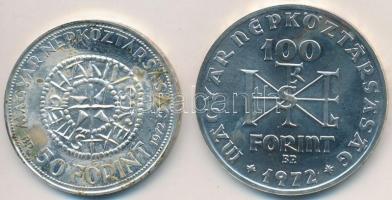 1972. 50Ft Ag + 100Ft Ag "Szt.István" pár T:BU felületi karc, ocixidáció