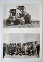 cca 1960 NDK-s traktorgyári sorozat, 12 db nagyméretű fotó, az egyiken Walter Ulbrichttal, 30×40 cm