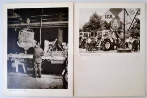 cca 1960 NDK-s traktorgyári sorozat, 12 db nagyméretű fotó, az egyiken Walter Ulbrichttal, 30×40 cm