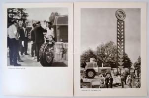 cca 1960 NDK-s traktorgyári sorozat, 12 db nagyméretű fotó, az egyiken Walter Ulbrichttal, 30×40 cm