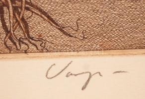 Varga Bencsik József (1944-): Pipacs és orchidea. Rézkarc, papír, jelzett, 41×20 cm