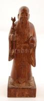 Keleti bölcs, fából készült szobor, jelzett, sérült, m: 18 cm