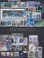 Europa CEPT, Space travel 28 diff tamps with sets, pairs, stampbooklet sheet, Europa CEPT, Űrutazás  28 klf bélyeg közte sorok, párok, bélyegfüzetlap 2 db stecklapon
