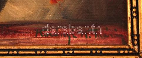 Korányi Mária (1952-): Virágcsendélet. Olaj, karton, jelzett, keretben, 22×26 cm