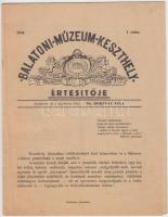 1941 Balatoni Múzeum Keszthely Értesítője 1.  szám. szerk. Dr. Dornyay Béla. Keszthely, 1941, Sujánszky. Ritka.