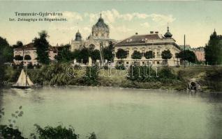 Temesvár, Timisoara; Gyárváros, Izraelita Zsinagóga és Bega részlet / synagouge, river detail (EK)
