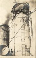 1916 Pola, SMS Helgoland, strike hitting the chimney, photo
