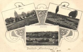 1914 Bad Deutsch-Altenburg, Németóvár; Kirche, Römische Arena, Panorama. Sperlings Postkartenverlag, Art Nouveau (fl)