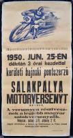 1950 Salakpálya motorverseny plakát, vászonra kasírozva, 84x43cm