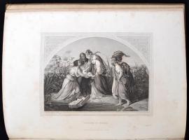 cca 1850-70 Összesen 19 db XIX. századi metszet változatos témákban, amatőr vászonkötésbe kötve. A m...