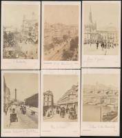 cca 1870 Párizs 13 db feliratozott, mozgalmas városképes fotó / Paris, France 13 photos 7x11 cm