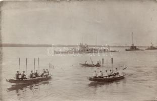1916 Hebe csónakverseny Ruse-ban / WWI Austro-Hungarian battle ship, mariners boat race, photo (fa)