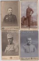 cca 1900 Katonákat ábrázoló keményhátú fotó, budapesti, pozsonyi és bécsi műtermekből, 4 db, 11x7 cm...
