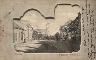 Kiskunhalas, Halas; Fő utca, templom, kiadja Kémeri Sándor (EK)