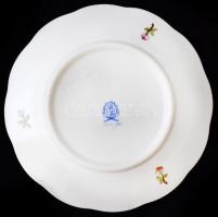 Herendi Viktória mintás süteményes tányér, kézzel festett, jelzett, kopás nyomokkal, d:16 cm