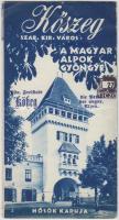 cca 1930-1942 Kőszeg nevezetességeit bemutató utazási prospektus, mellé 7 db Kőszegről és környékéről készült 6x9 cm-es fotóval