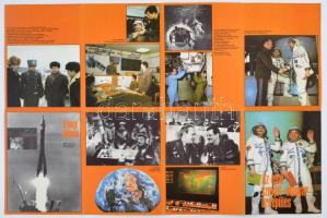 1980 Újra a földön, Interkozmosz plakát sok űrhajós fotóval a Szovjet-Magyar űrepűlésről Farkas Bert...