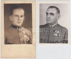 cca 1940-1950 Katonák kitüntetésekkel, 2 db fotó, 6,5x8,5 és 11,5x7 cm / soldiers, 2 photos, 6,5x8,5...