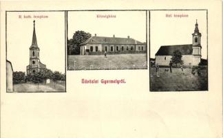 Gyermely, Római Katolikus templom, Községháza, Református templom