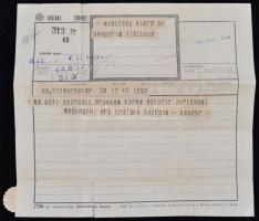 1931 Fősör reklámon távirat, kis szakadással, 21x23cm