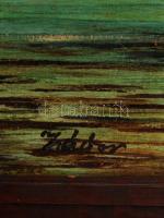 Zádor jelzéssel: Móló. Olaj, farost, keretben, 40×50 cm