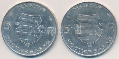 1947. 5Ft Ag "Kossuth" (2x) T:2-,3