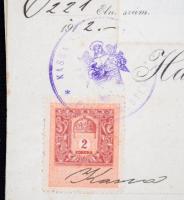1912 Hatósági bizonyítvány Kassa Szab. Kir. város polgármestere, okmánybélyeggel (2 korona), kis sza...