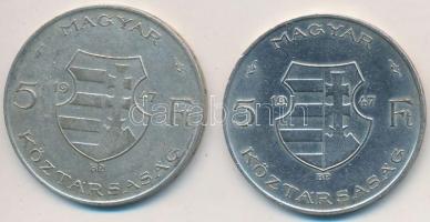 1947. 5Ft Ag "Kossuth" (2x) T:2-,3