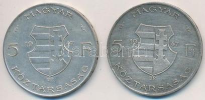 1947. 5Ft Ag "Kossuth" (2x) T:2-,3