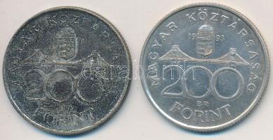 1993. 200Ft Ag "MNB" + 1994. 200Ft Ag "Deák" T:2 egyik oxidált