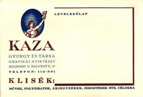 Kaza György és Társa Grafikai Műintézet reklámlapja / advertisment card of the György Kaza & Co. Graphic Studio (non PC)(EB)