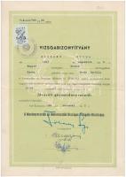 1966 Vizsgabizonyítvány fővasuti gőzmozdonyvezetőnek, hajtásnyommal, 29x21cm