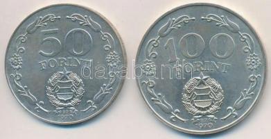 1970. 50Ft Ag + 100Ft Ag "Felszabadulás" pár T:BU  Adamo EM36,37