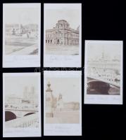 cca 1870 Párizs 5 db feliratozott városkép / Paris, France, 5 photos 7x11 cm