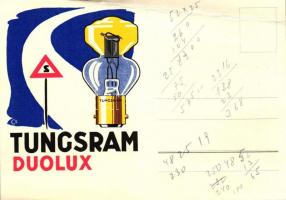 Tungsram Duolux reklám képeslap / light bulb advertisment postcard (non PC)(fa)