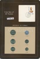 Ciprus 1983. 1/2c - 20c 6xklf db, forgalmi szett felbélyegzett kartonlapon T:1  Cyprus 1983. 1/2 Cent - 20 Cents 6xdiff, coin set on cardboard with stamp C:UNC