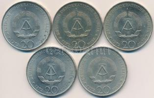 NDK 1972A 20M Cu-Ni "Wilhelm Pieck" (5x) T:2
GDR 1972A 20 Mark Cu-Ni "Wilhelm Pieck&...