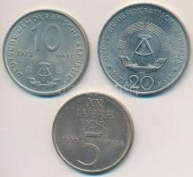 NDK 1969. 5M + 1971A 20M Cu-Ni "Ernst Thälmann" + 1973A 10M Cu-Ni "10. Ifjúsági Játék...