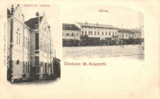 Máramarossziget, Széfárd izraelita templom, Fő tér; Mayer és Berger kiadása / synagogue, Judaica